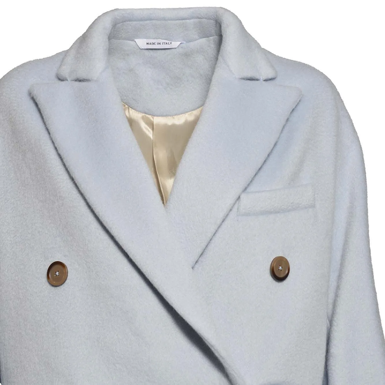 Cappotto Sofia in lana e cashmere azzurro Maison Paris