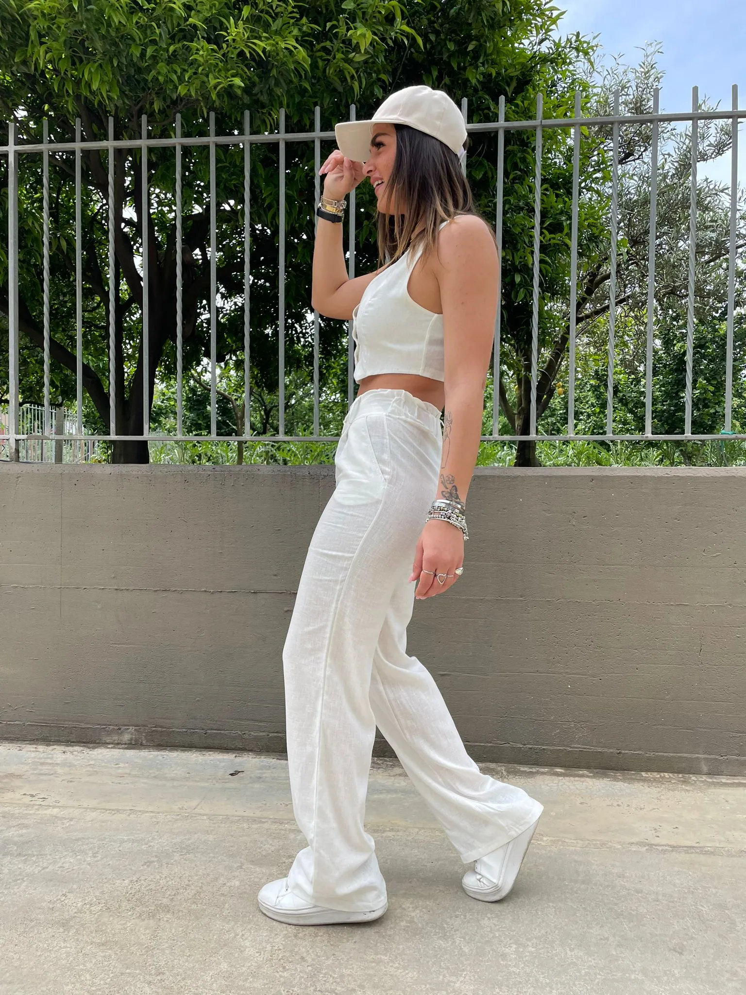 Coordinato effetto lino con gilet