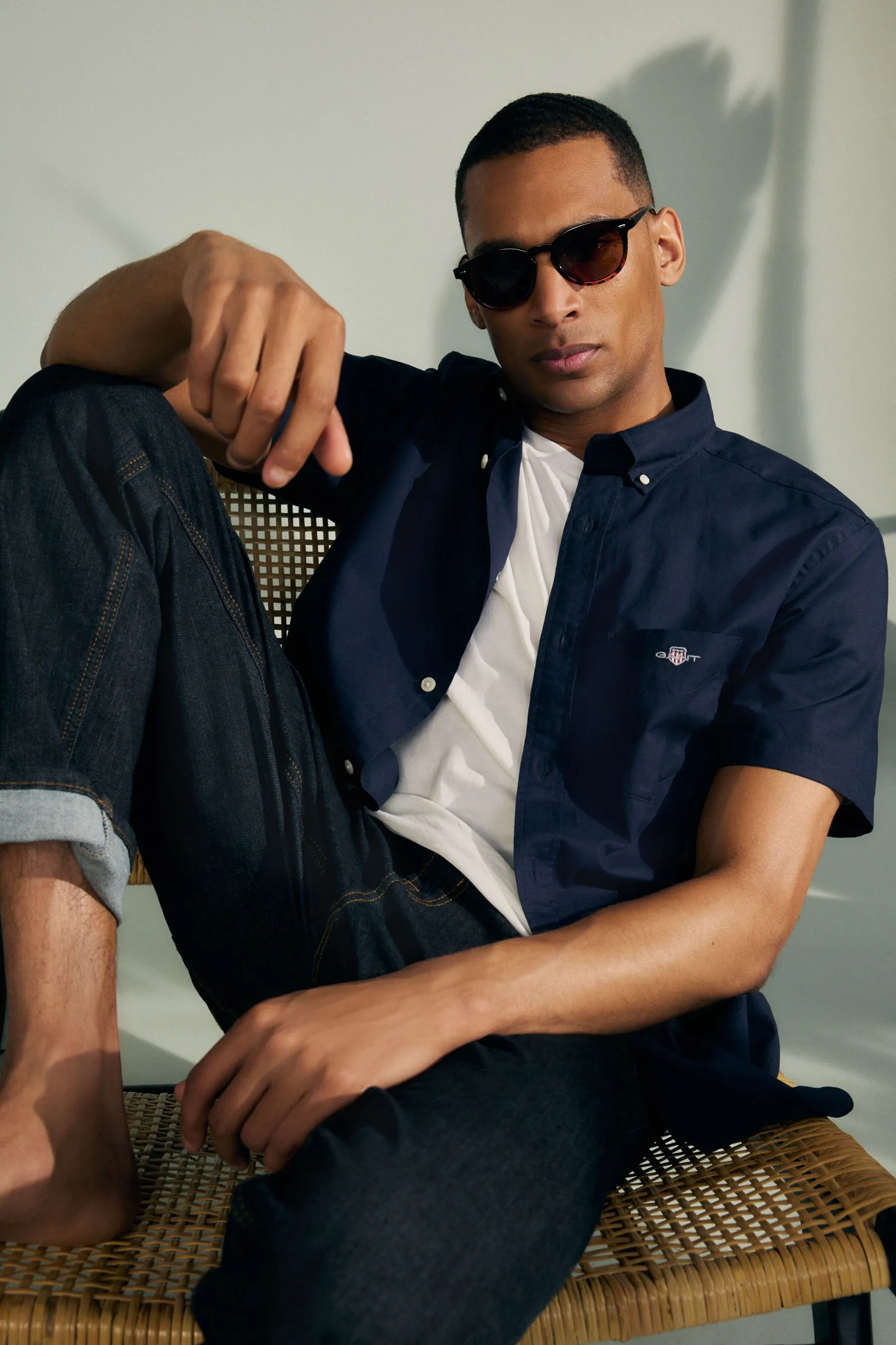 GANT regular  - Camicia in Manica corta di cotone e lino    