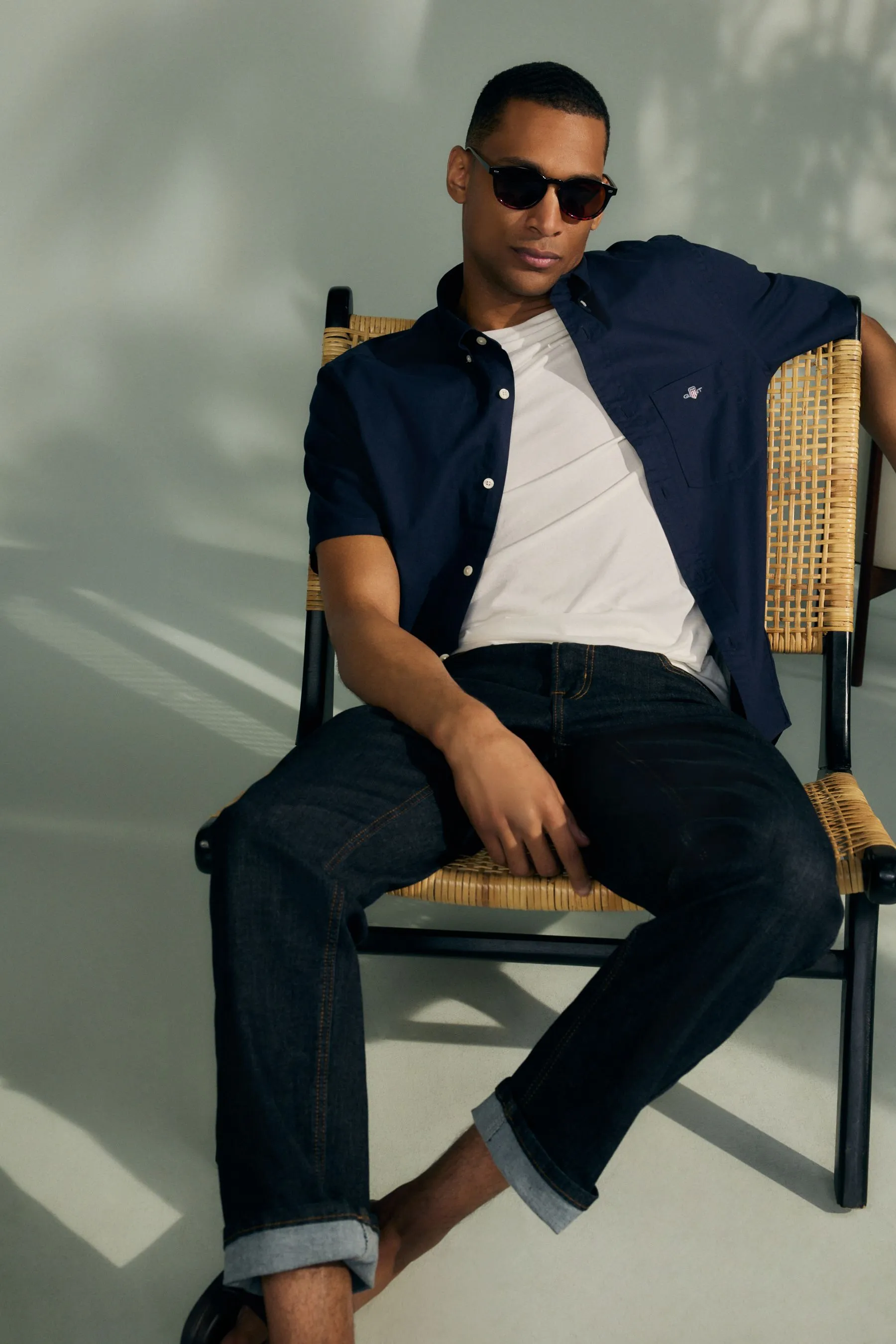 GANT regular  - Camicia in Manica corta di cotone e lino    