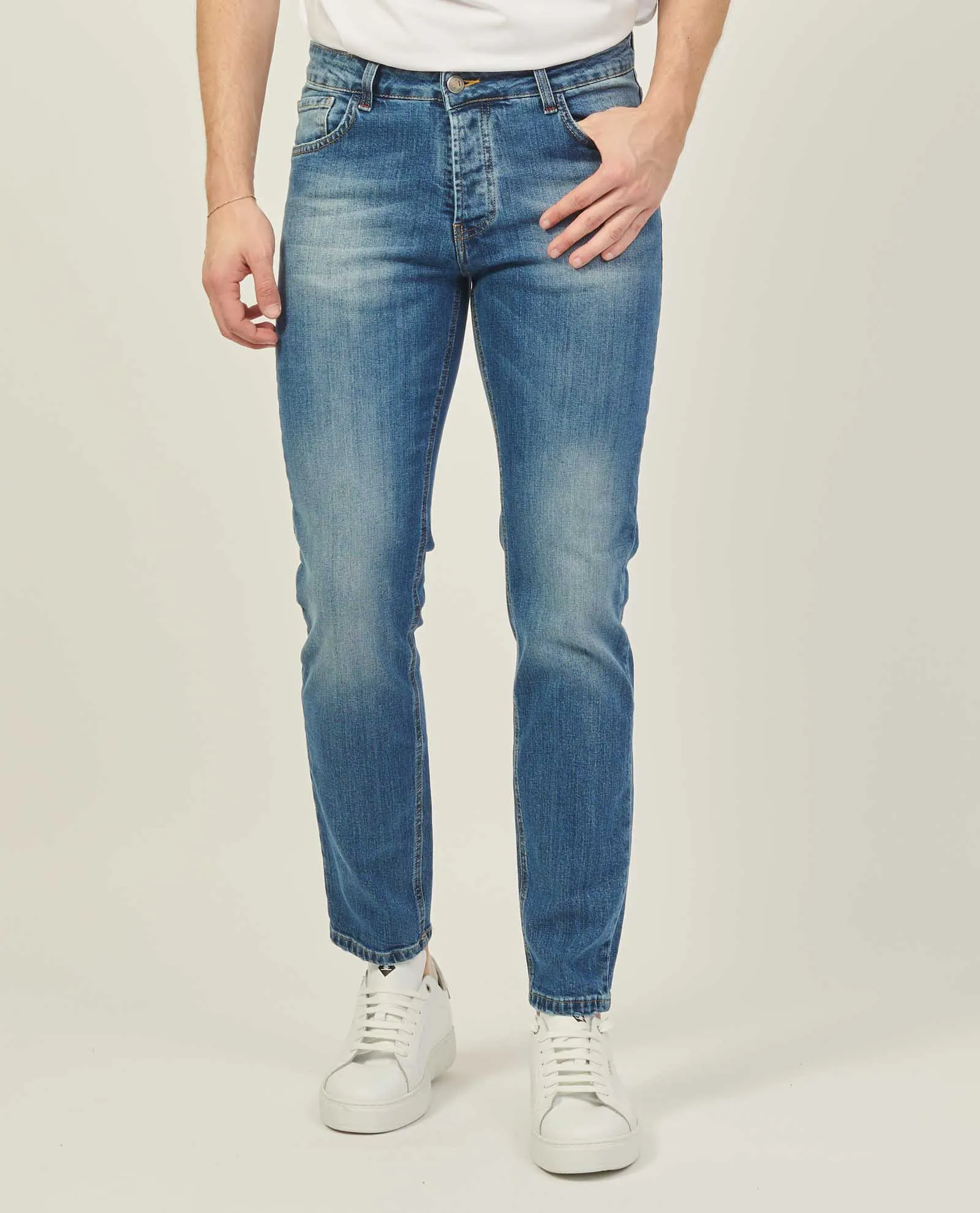Jeans uomo SetteMezzo 5 tasche in lavaggio chiaro
