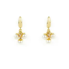 Orecchini monachella con perle in oro giallo