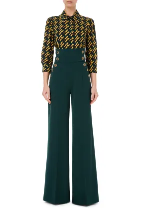 Pantalone palazzo con bottoni light gold