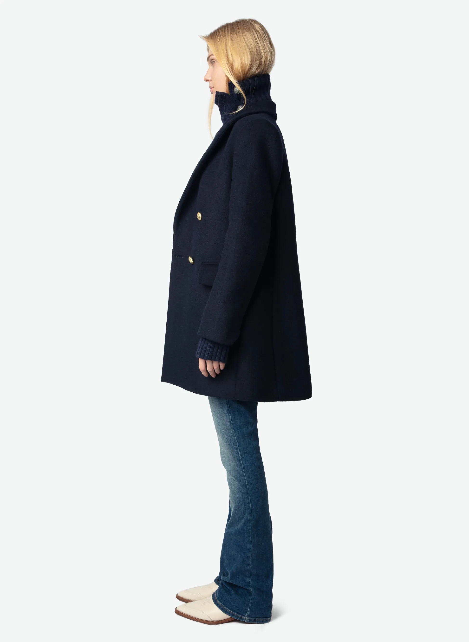  ZADIG&VOLTAIRE   MIEW - Cappotto lunghezza media in lana mélange Constant | Blu